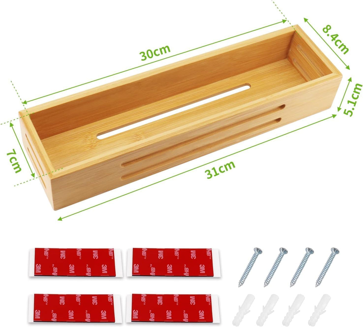 Bamboo Spice Rack Wall Mounted, 4 Pcs Cupboard Spice Rack