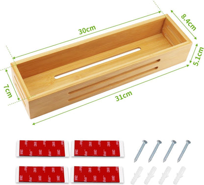 Bamboo Spice Rack Wall Mounted, 4 Pcs Cupboard Spice Rack