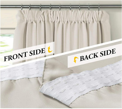 BellaHills Room Darkening Window Curtain Panels, Easy Care Solid Thermal Insulated Pencil Pleat Room Darkening Draperies/Drapes for Bedroom (2 Panels,66 by 90, Cream Beige)
