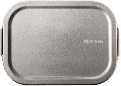 Brabantia - Make & Take Lunch Box with Adjustable Divider, Durable and Sustainable Design Sandwiches, Wraps, and Snacks - Matt Steel, Medium