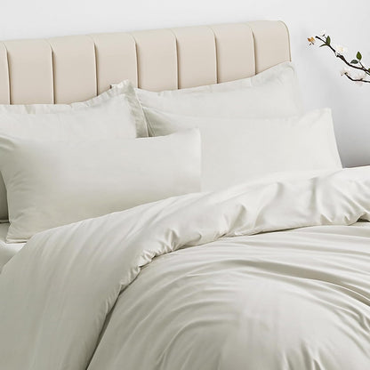 Aisbo Double Duvet Cover Set Beige, Brushed Microfiber Bedding Set
