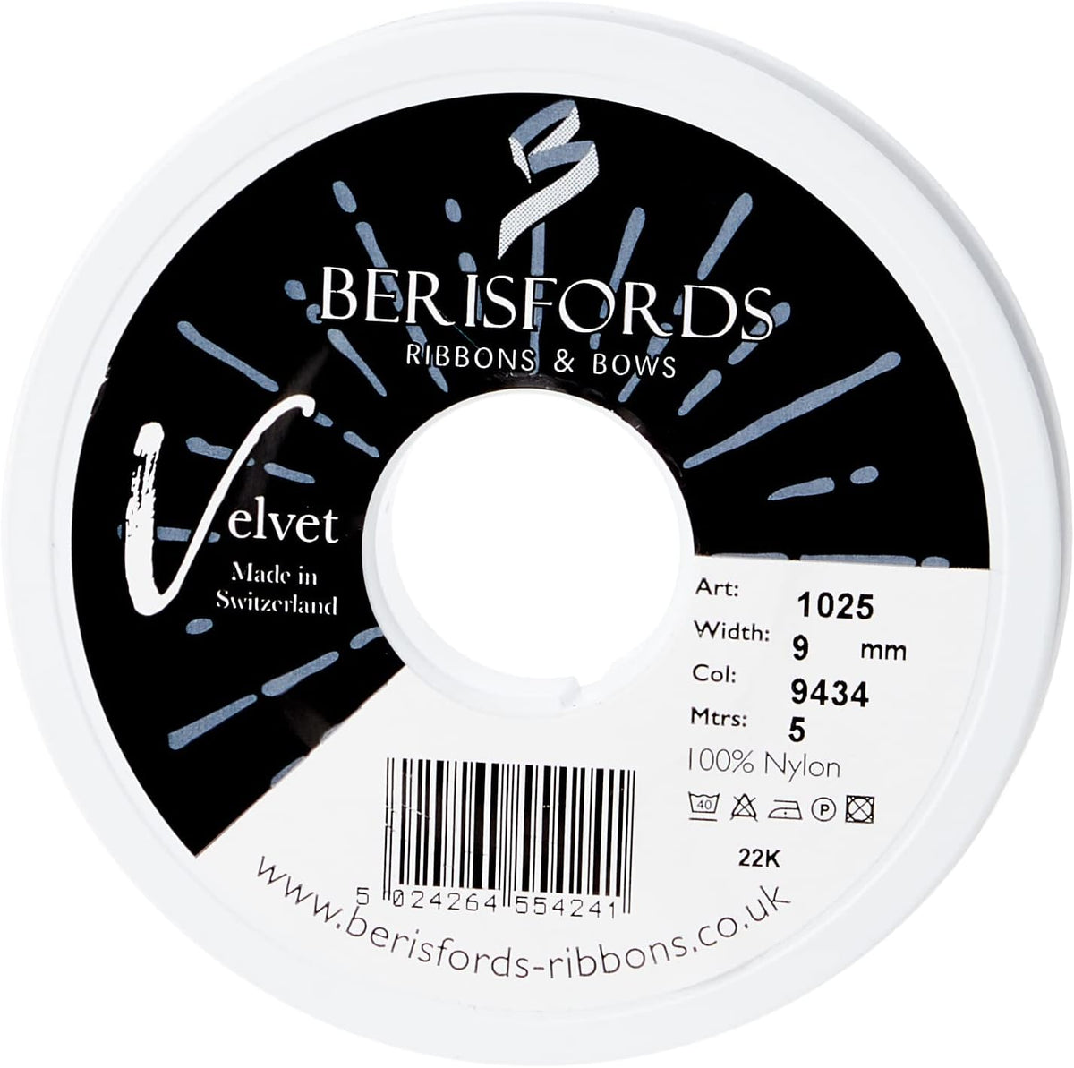 Berisfords Velvet Ribbon Burgundy 15mm - Nylon Craft Ribbon for Sewing, Gift Wrapping and Hair Accessories