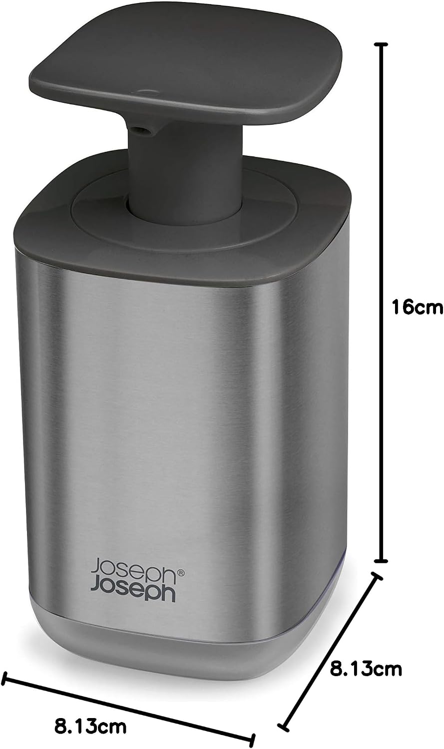 Joseph Joseph Hygienic Easy-Push Soap Dispenser with Wide Pump, Stainless Steel, 12