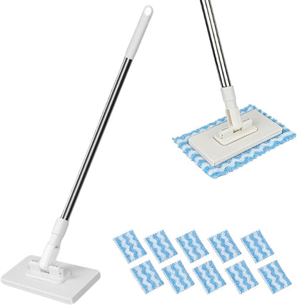 Clip Wet Wipes Mop, Disposables Dust Mop with 9 Reusable Cloths