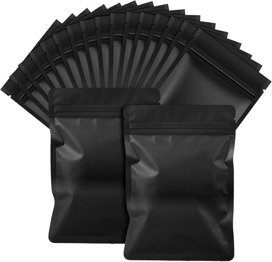 120 Pcs Mylar Bags 7x10 cm Smell Proof Bag Resealable Foil Ziplock Bags Black Grip Seal Packaging Baggies Self Sealing Sweet Pouches for Food Storage Coffee Cookies Candy Seed Jewelry Sample