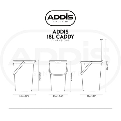 Addis 519354 Kitchen Recycling & General Storage bin 18 litres Stackable Food Waste Organiser Caddy with Clip lock lid & carrying Handle, Deep Teal Green