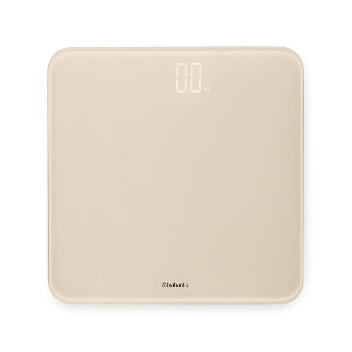 Brabantia - ReNew Digital Bathroom Scale - Battery Powered - Glass Weighting Scale weighs up to 397 lb - Accurate System - Soft Non-Slip Feet - 4x AAA Batteries Included - Soft Beige - 30 x 30 cm