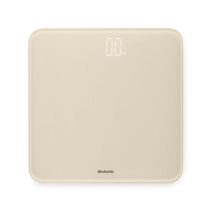 Brabantia - ReNew Digital Bathroom Scale - Battery Powered - Glass Weighting Scale weighs up to 397 lb - Accurate System - Soft Non-Slip Feet - 4x AAA Batteries Included - Soft Beige - 30 x 30 cm