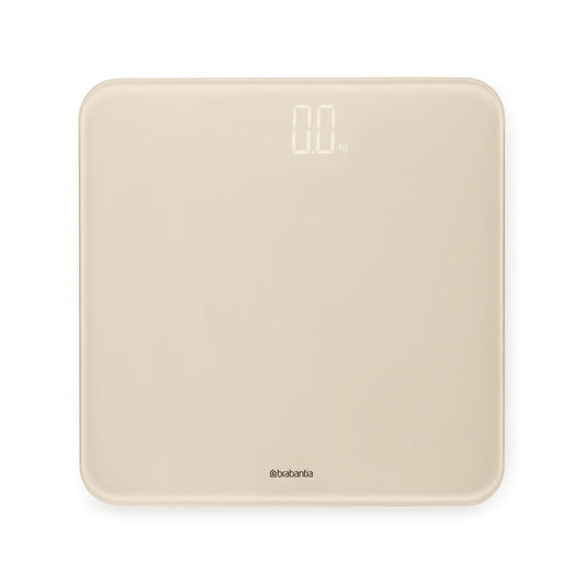 Brabantia - ReNew Digital Bathroom Scale - Battery Powered - Glass Weighting Scale weighs up to 397 lb - Accurate System - Soft Non-Slip Feet - 4x AAA Batteries Included - Soft Beige - 30 x 30 cm