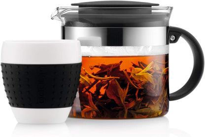 BODUM 1875-01 Bistro Nouveau Tea Press, Borosilicate Glass, Plastic Infuser - 1 L, Black