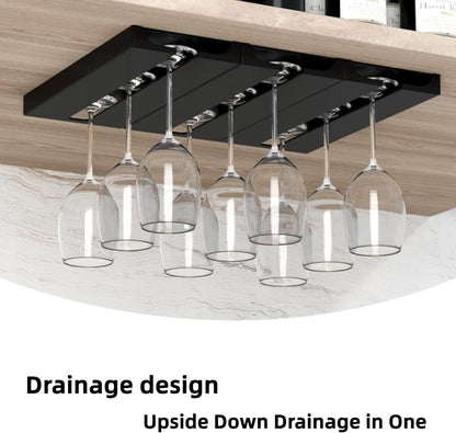 Self Adhesive Wine Glass Rack Under Shelf, Hanging Glasses Holder Hanger | Only 2cm thick, saving space; inverted storage prevents dust accumulation and allows for quick draining.