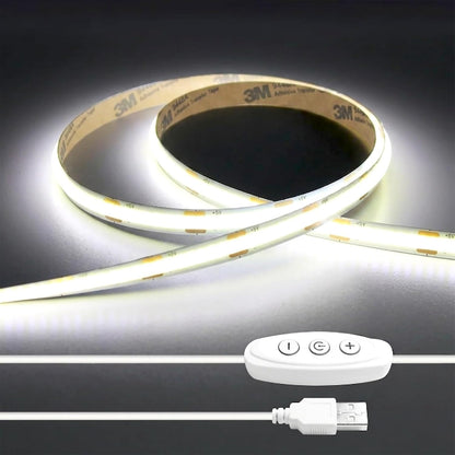 iNextStation USB COB LED Strip Light 2M 5V Cold White 6000K 640LEDs
