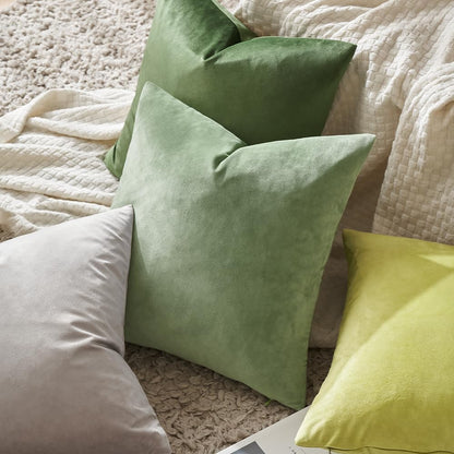 MIULEE Velvet Cushion Covers 45 x 45 Green Sofa Cushions 2 Pieces