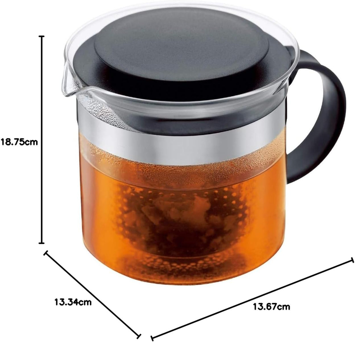BODUM 1875-01 Bistro Nouveau Tea Press, Borosilicate Glass, Plastic Infuser - 1 L, Black