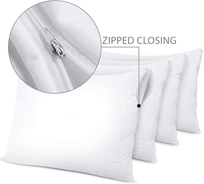 Pack of 4 Zippered Pillow Protectors 100% Cotton - Breathable Pillow Cases - UK Standard ( 48 X 74 Cm ) Anti Allergy Dust Mite Premium Pillow Covers