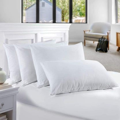 Pack of 4 Zippered Pillow Protectors 100% Cotton - Breathable Pillow Cases - UK Standard ( 48 X 74 Cm ) Anti Allergy Dust Mite Premium Pillow Covers