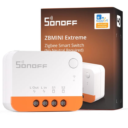 SONOFF ZBMINIL2 Zigbee Smart Switch, No Neutral Required, Mini Relay Module for Light Switch, 2-Way Control, Works with Alexa & Google Home, Requires Zigbee Hub