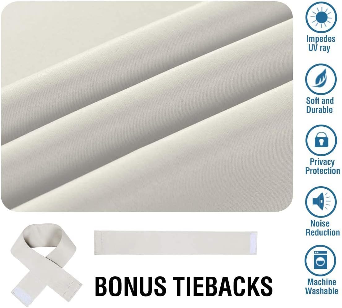 BellaHills Room Darkening Window Curtain Panels, Easy Care Solid Thermal Insulated Pencil Pleat Room Darkening Draperies/Drapes for Bedroom (2 Panels,66 by 90, Cream Beige)