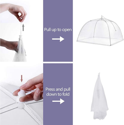 3 Pack Food Covers Mesh Nets Tents Foldable Umbrella Pop up Net Dome Outdoor Food Storage Protector Collapsible Domes for Fruit Dish Picnic Outside Fly Mosquitoes Bugs - 14 Inch