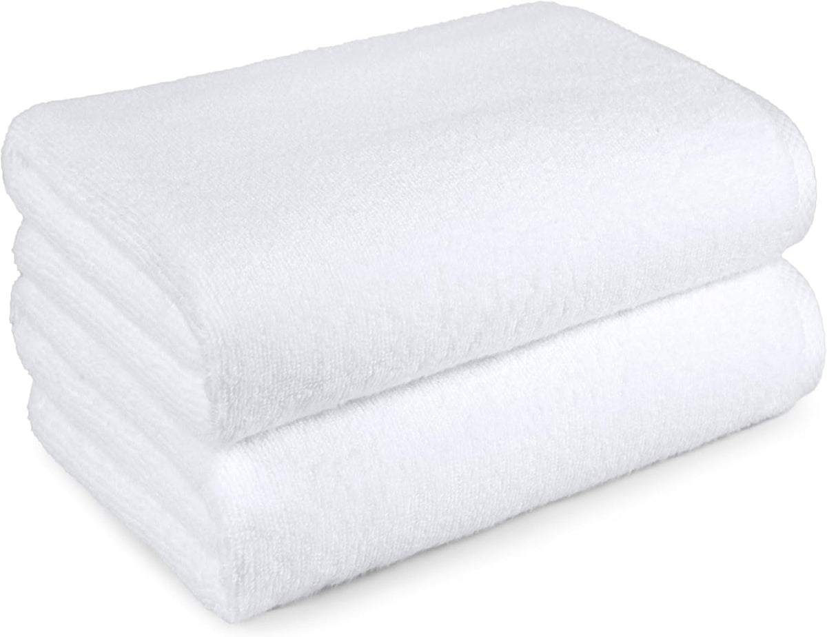 Amazon Basics Bath Towels, 100% Cotton Quick Dry Towel Set, Soft and Absorbent, 70 x 140 cm, White, 2-Pack