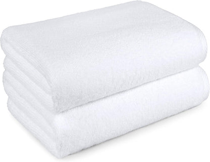 Amazon Basics Bath Towels, 100% Cotton Quick Dry Towel Set, Soft and Absorbent, 70 x 140 cm, White, 2-Pack