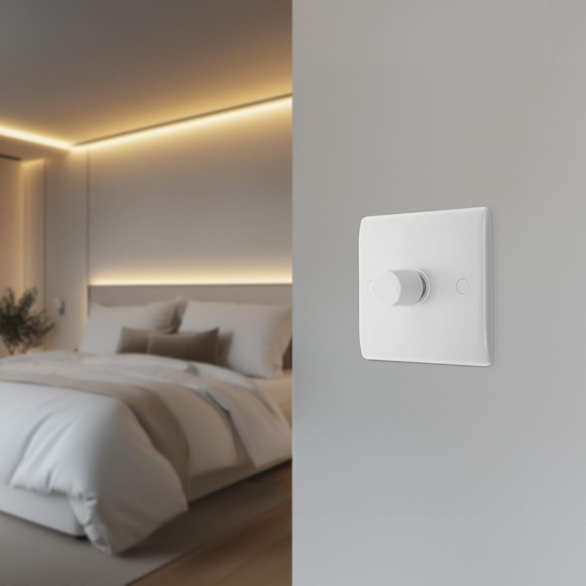 BG Electrical Intelligent Single Wall Dimmer Switch, 2 Way, Round Edge, Nexus 800 Series, White Moulded, 200W, 881