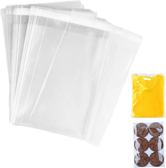 A4 Clear Self-adhesive Bags 100 Pack, 22x35CM A4 Cellophane Bags, Cello Bag OPP for Cookies, Clear Envelopes, Sealable Packaging Bag for Clothes, Cards, Pictures, Sweets