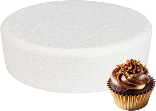 Culpitt 10" x 3" Round Cake Dummy, Bevelled Edge Cake Form, Practice Cake Decorating or Use for Creating Long-Lasting Displays, Smooth Polystyrene