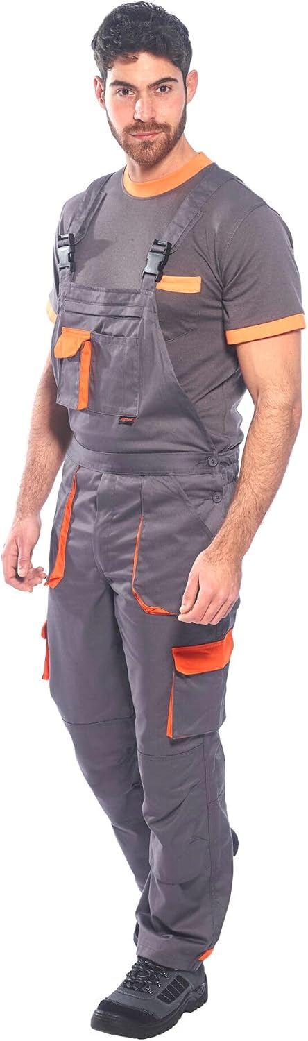 Portwest TX12 Men's Texo Contrast Bib and Brace Knee Pad Pockets