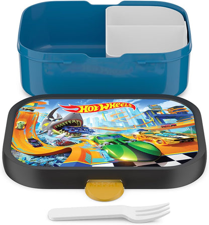 Mepal - Lunch Box Campus - Bento Box For Children - With Bento Compartment & Fork - With Clip Closure - Dishwasher Safe & BPA-free - 750 ml - Hot Wheels