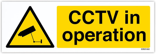 V Safety 63021AX-S Cctv In Operation Sign - Landscape - 300mm x 100mm - Self Adhesive Vinyl, Black/Yellow (Copy)