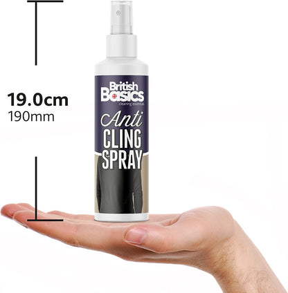 BritishBasics Anti-Cling/Static Charge Spray | for Clothes, Garments and Other Fabrics, 250ml,Clear