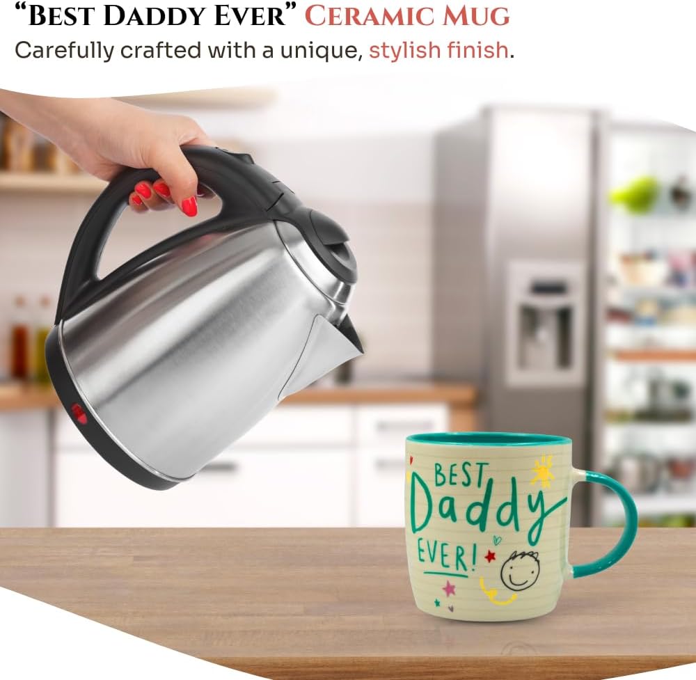 Best Daddy Ever Ceramic Coffee Cup Mug 11oz Heat Resistant Novelty Mug for Cappuccino, Latte, Hot Cocoa & Hot Tea | Gift for Birthday & Christmas