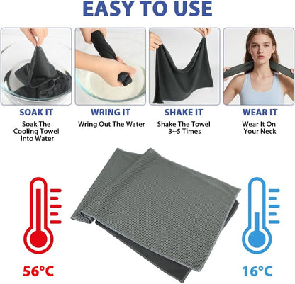 AUYAO Gym Towel Sports Fitness Towel Gym Sweat Towel with Zip Pocket 50 x 120cm Sunlounger Towel with Cold Feeling Absorbent Towels Sports Towel with Non-Slip Cover for Camping Yoga Training Outdoor