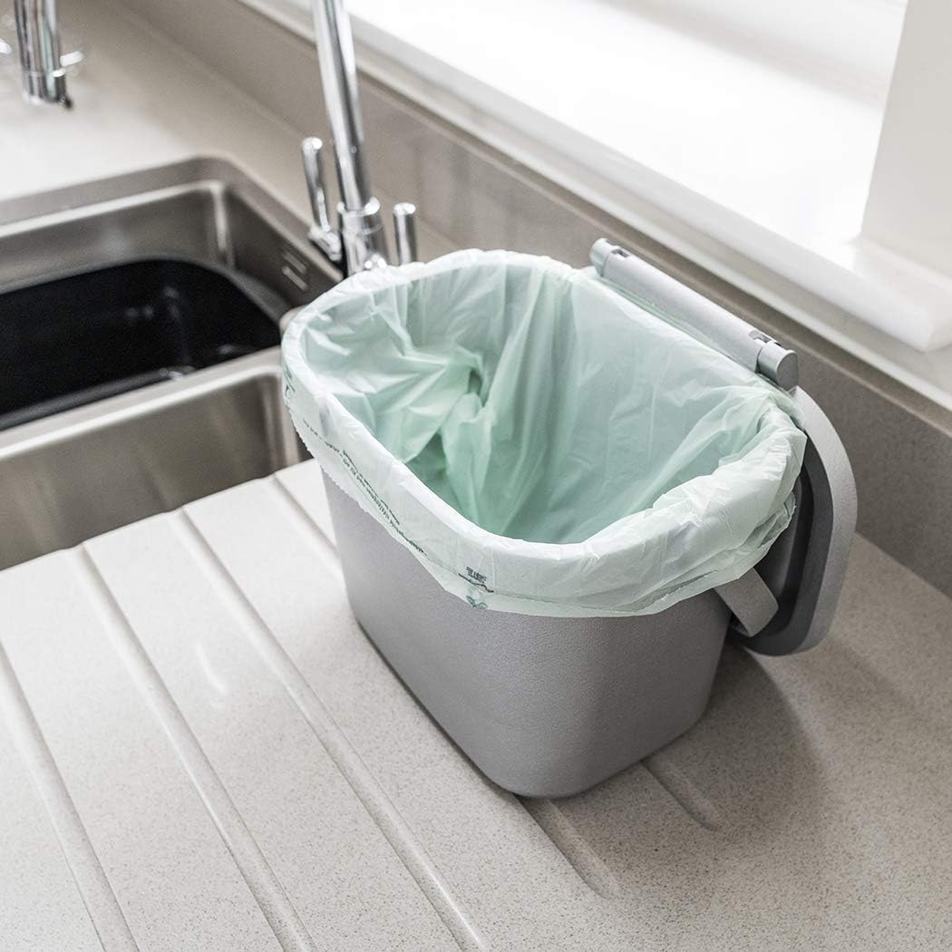 Addis 518251 Everyday Kitchen Food Waste Compost Caddy Bin, 4.5 Litre, Sliver, Metallic Silver