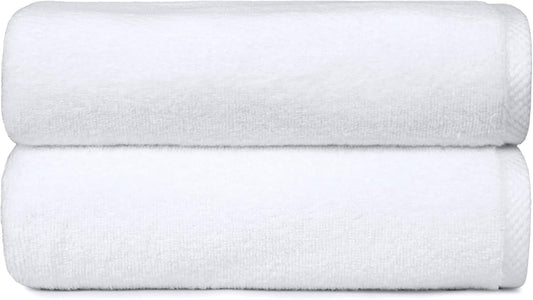 Amazon Basics Bath Towels, 100% Cotton Quick Dry Towel Set, Soft and Absorbent, 70 x 140 cm, White, 2-Pack