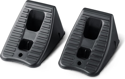 Amazon Basics Automotive Plastic Wheel Chocks for Vehicle Maintenance, Nesting Design, 21.1 x 15.4 x 11.5 cm, Black, 2-Pack