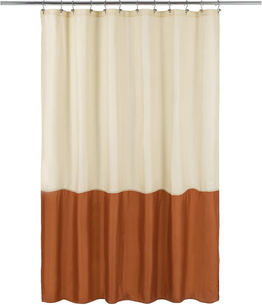 ALYVIA SPRING Waterproof Fabric Bath Liner Shower Curtain - Soft & Light-Weight Cloth Shower Liner, 3 Bottom Magnets, Hotel Quality & Machine Washable - Standard Size 72x72, Cream and Orange