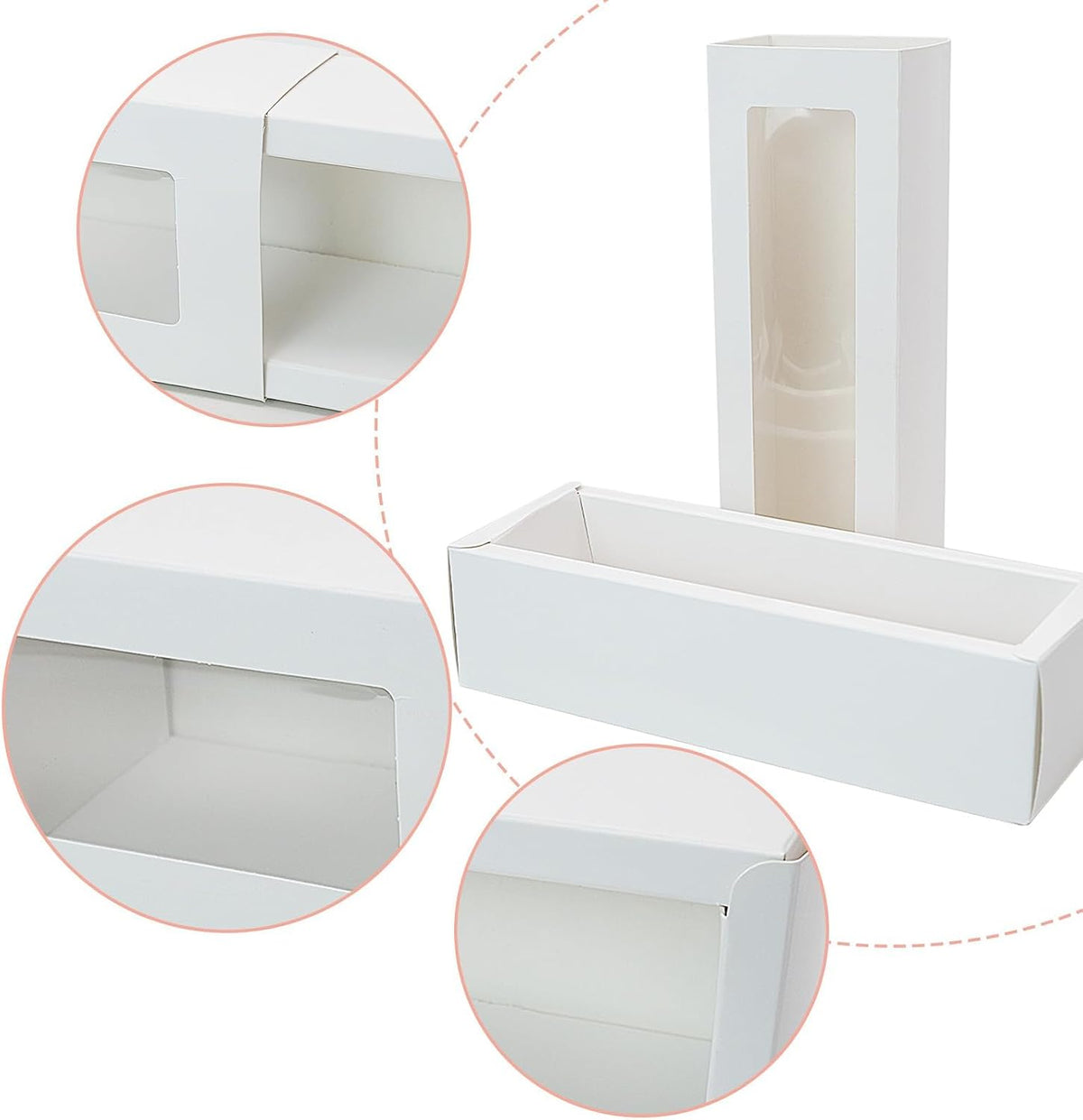 10 Pcs Macaron Boxes with Window, White Macaroons Box for Packaging 5 to 7 Macarons, Small Bakery Box Container for Chocolates, Biscuits, Truffles and Desserts