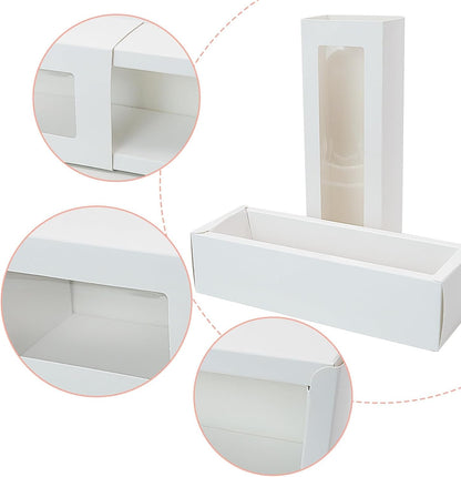 10 Pcs Macaron Boxes with Window, White Macaroons Box for Packaging 5 to 7 Macarons, Small Bakery Box Container for Chocolates, Biscuits, Truffles and Desserts