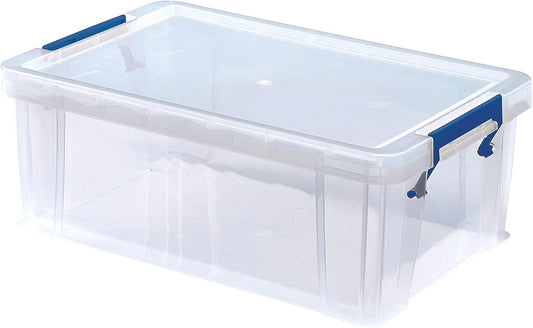 Bankers Box 10L Plastic Storage Boxes with Lids. ProStore Super Strong Plastic Storage Boxes (14 x 34 x 21.5cm), Made in the UK, Clear