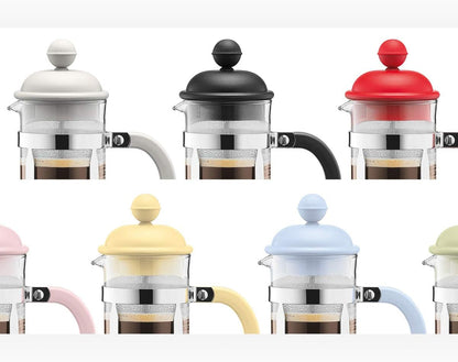 Bodum French Press Caffettiera White - 350ml / 3 Cup Coffee Maker - Durable Glass & Stainless Steel Filter - BPA-Free Dishwasher Safe Percolator - Cafetiere Made in Portugal