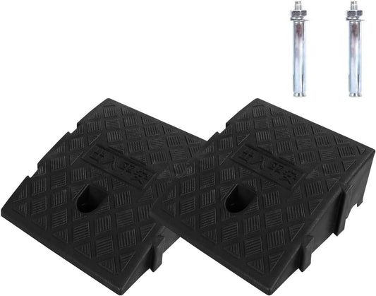 2 Pack Portable Lightweight Kerb Curb Ramps, 9.84"×10.63"×4.33" Threshold Ramps for Driveway, Sidewalk, Car, Scooter with 2 Expansion Bolts, Easy Setup, Ideal for Mobility Access
