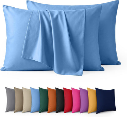 Aspire Homeware Pillow Cases 2 Pack – 100% Brushed Microfiber Blue Pillowcases Super Soft Envelope Closure Pillow Cover (50x75cm)