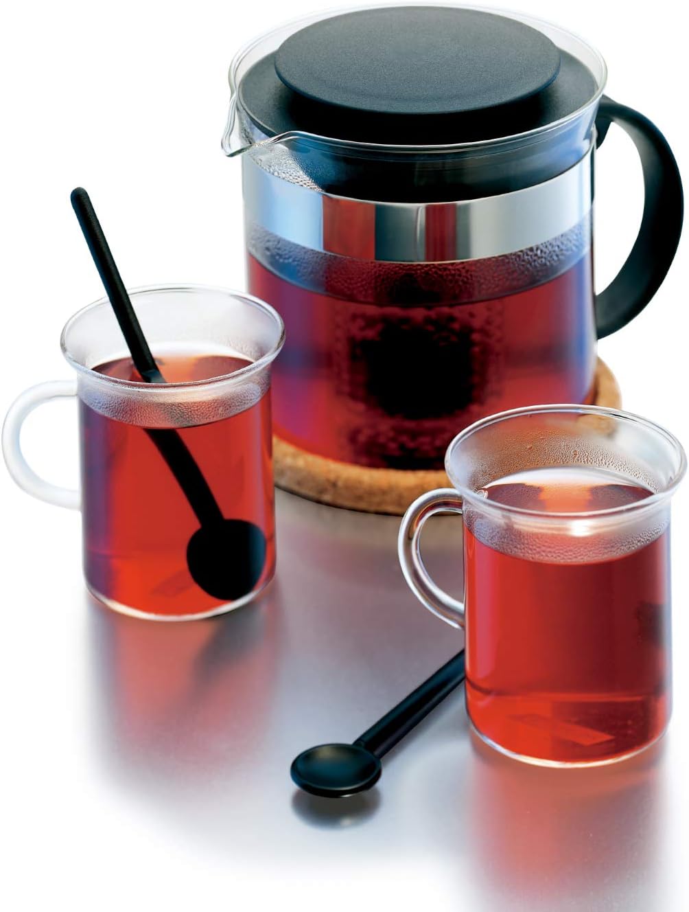 BODUM 1875-01 Bistro Nouveau Tea Press, Borosilicate Glass, Plastic Infuser - 1 L, Black
