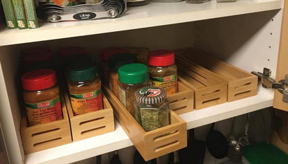 Bamboo Spice Rack Wall Mounted, 4 Pcs Cupboard Spice Rack