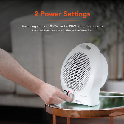 Warmlite Thermo Fan Heater with 2 Heat Settings and Overheat Protection, White, 2000 W, WL44002