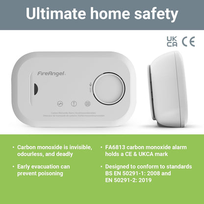 FireAngel FA6813 Portable Carbon Monoxide Detector/Alarm, 10 Year CO Alarm