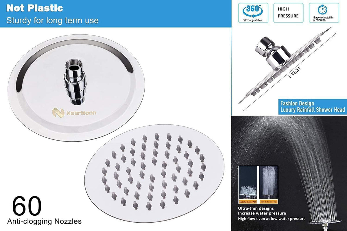 NearMoon Shower Head and 15 Stage Shower Filter Combo, High Pressure Filtered Showerhead Softener for Hard Water, Removes Chlorine zcisFluoride and Harmful Substances- 1 Replaceable Filter Cartridge