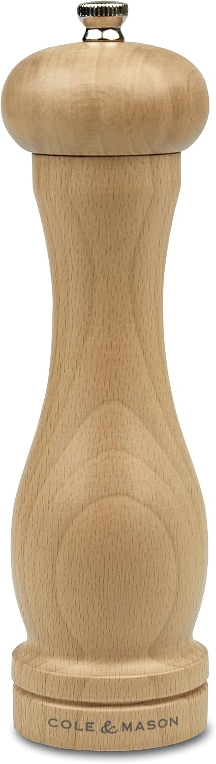 Cole & Mason HA0825P Beech Capstan A8 Salt Mill, Precision+ Wooden, Beech Wood, 200 mm, Single, Includes 1 x Salt Grinder